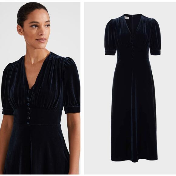 HOBBS LONDON Alessia Velvet Jersey Midi Dress Sz 12 NWT $315 {3C52} - Picture 3 of 3